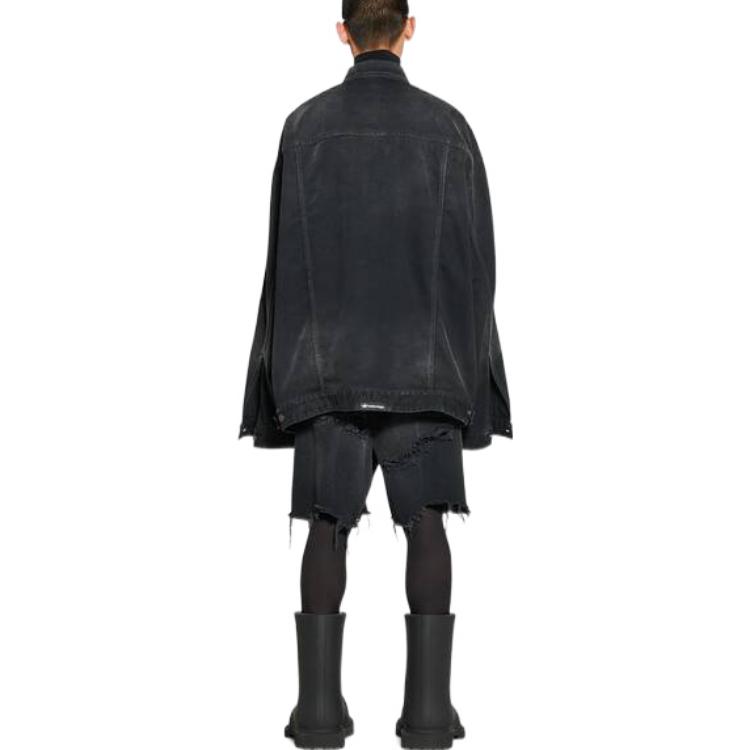 Purchase Balenciaga x Adidas Originals 復古條紋破壞牛仔短褲 男女 黑色 724840TNW541129