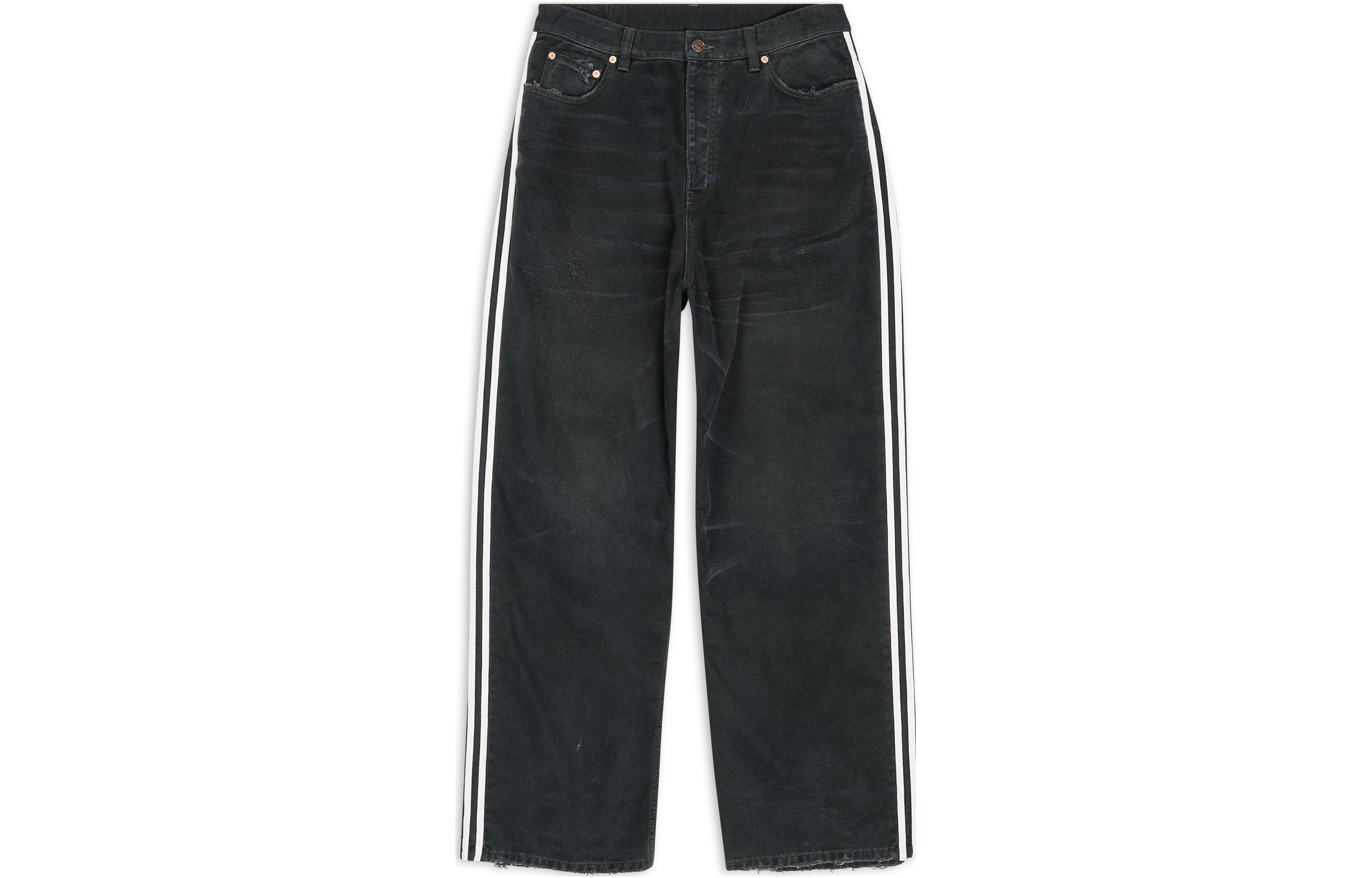 Balenciaga x Adidas Originals FW22 Washed High-Waist Loose Fit Black Jeans Men. 724778TNW541129