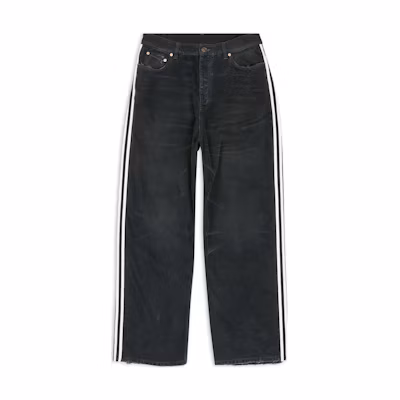 Balenciaga Adidas Originals FW22 Washed High-Waist Loose Fit Black Jeans Men. 724778TNW541129