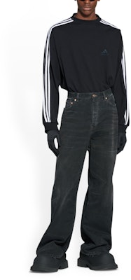Balenciaga x Adidas Originals FW22 Washed High-Waist Loose Fit Black Jeans Men. 724778TNW541129 Shop Balenciaga x Adidas Originals FW22 Washed High-Waist Loose Fit Black Jeans Men. 724778TNW541129