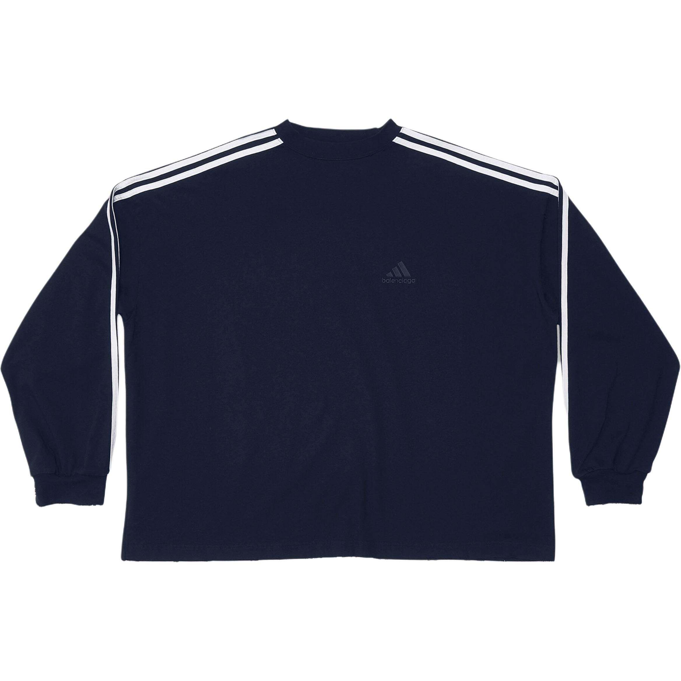 Balenciaga Adidas Originals Logo Print Crewneck Long Sleeve Tee Navy Unisex. 712397TNVA65004