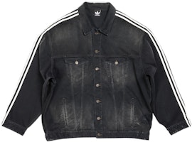 Balenciaga x adidas Originals Logo Print Striped Denim Jacket Unisex Black. 724775TNW541129 Balenciaga x adidas Originals Logo Print Striped Denim Jacket Unisex Black. 724775TNW541129
