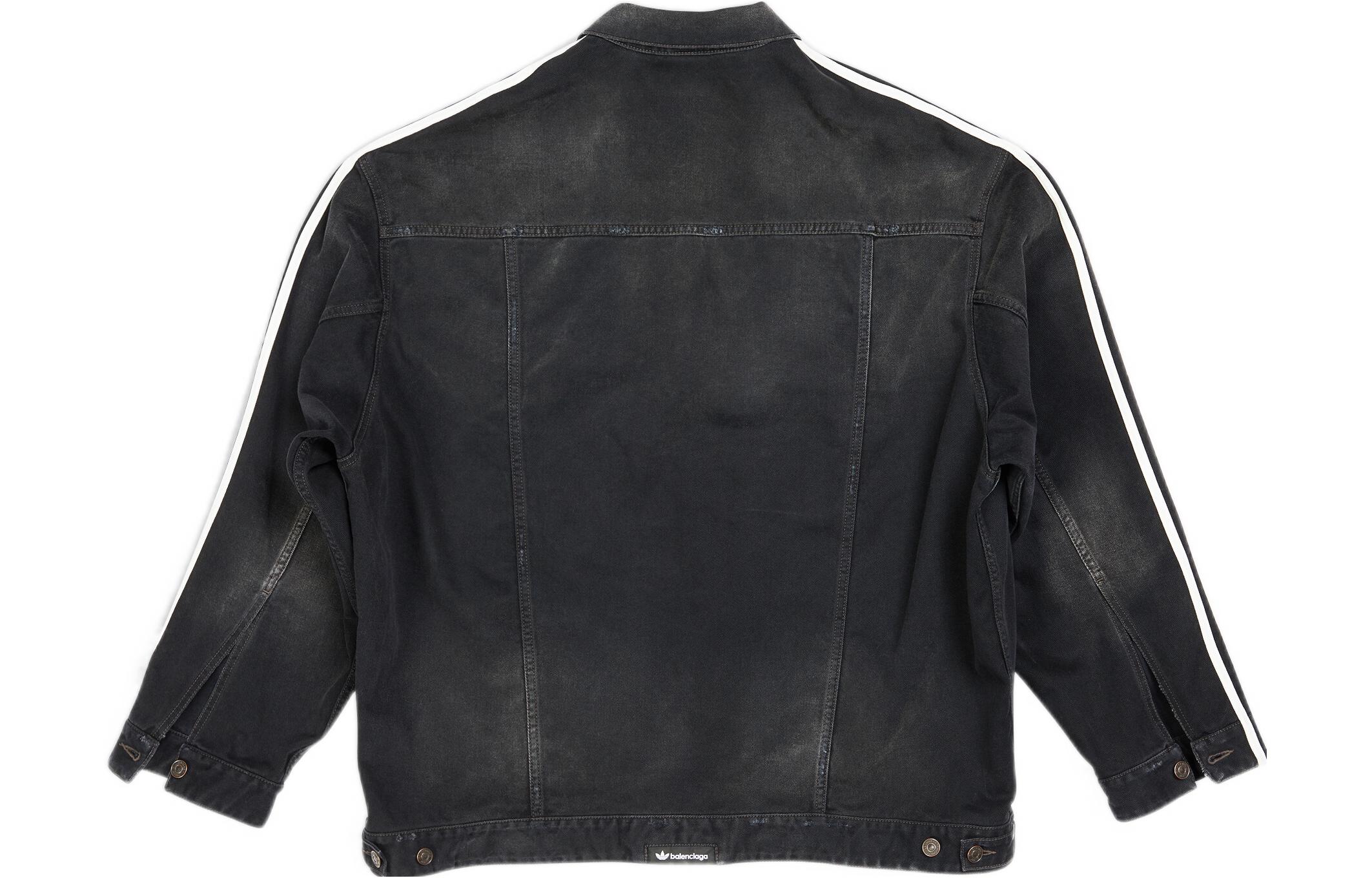 Lookbook 발렌시아가 x 아디다스 오리지널 로고 프린트 스트라이프 데님 자켓 유니섹스 블랙 724775TNW541129