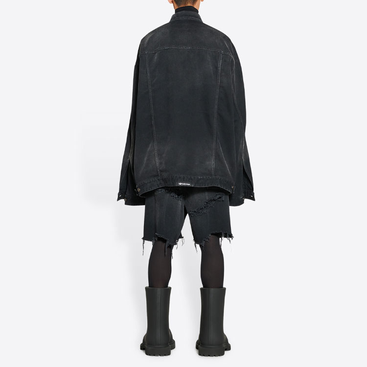 Purchase 발렌시아가 x 아디다스 오리지널 로고 프린트 스트라이프 데님 자켓 유니섹스 블랙 724775TNW541129