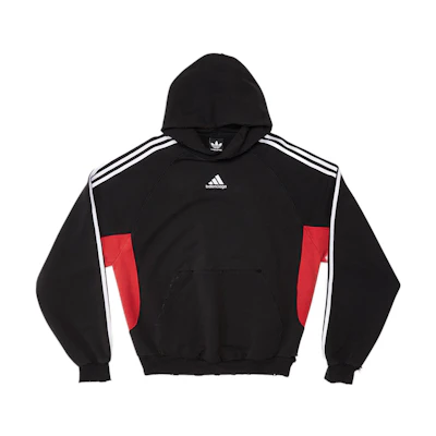 Balenciaga Adidas Originals Logo Print Striped Hoodie Black . 712395TNVA81003