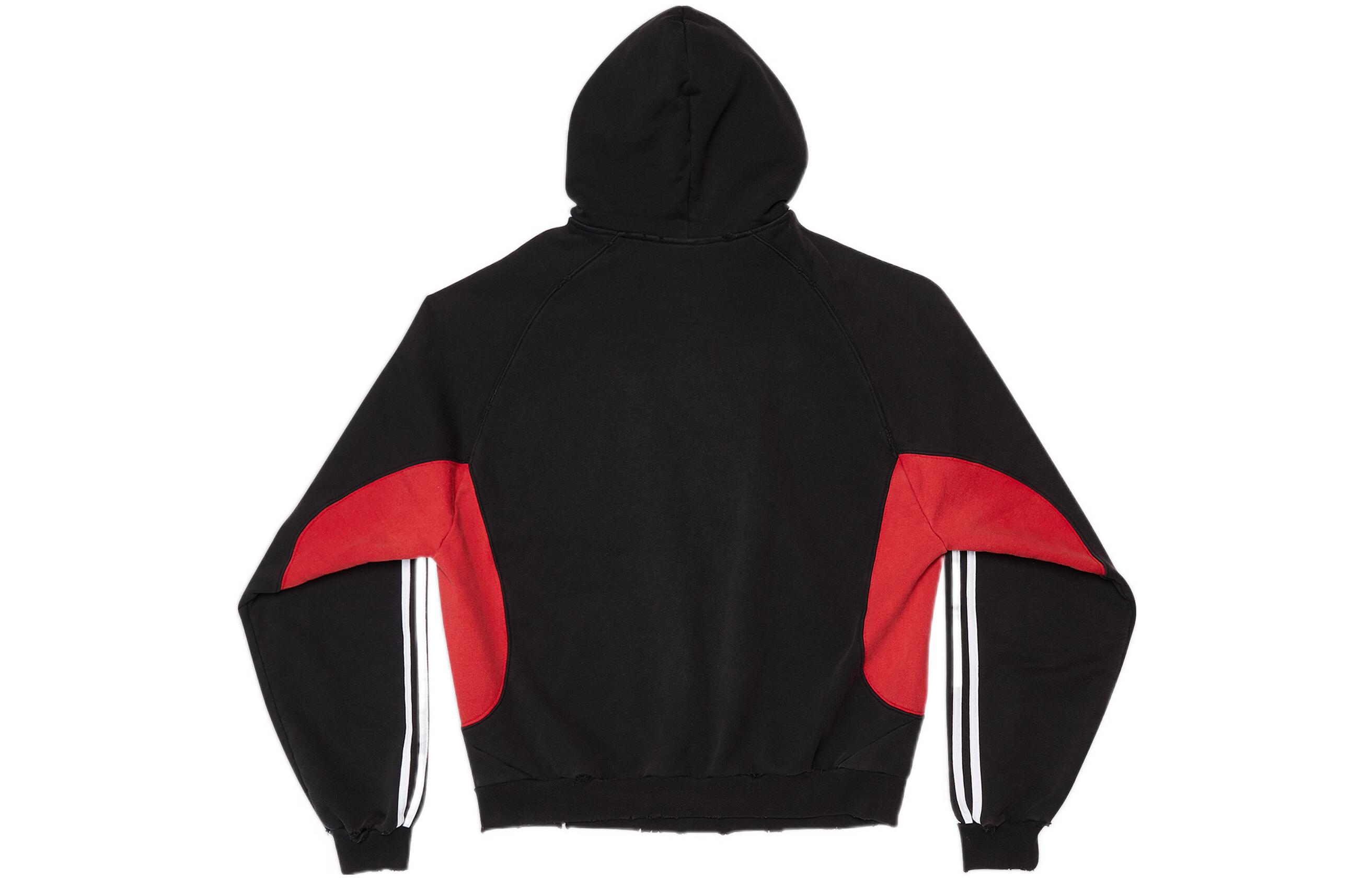 Lookbook Balenciaga x Adidas Originals 標誌印花條紋連帽衫 黑色. 712395TNVA81003