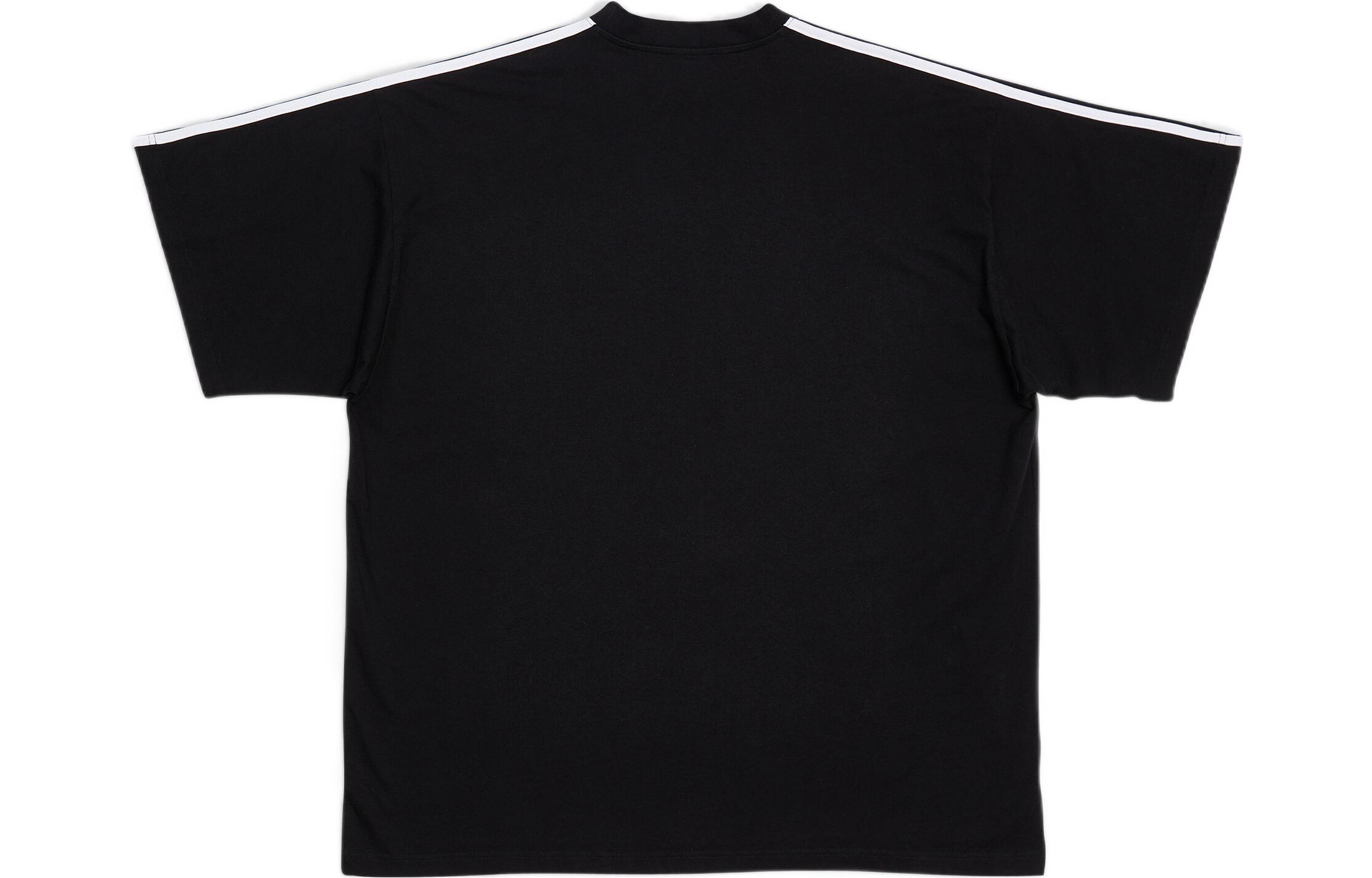 Lookbook Balenciaga x Adidas Originals 印刷條紋寬鬆版T恤 黑色 男款 723122TNVA68482