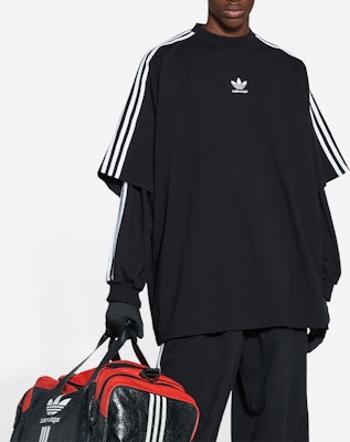 Balenciaga x Adidas Originals 印刷條紋寬鬆版T恤 黑色 男款 723122TNVA68482 Shop Balenciaga x Adidas Originals 印刷條紋寬鬆版T恤 黑色 男款 723122TNVA68482