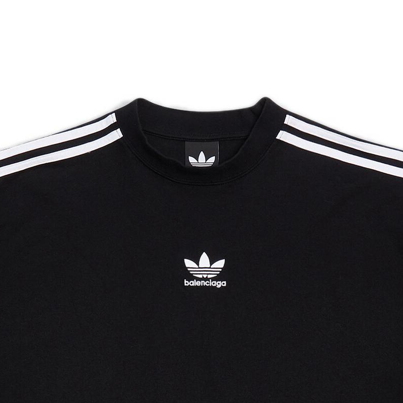 Sizing Balenciaga x Adidas Originals 印刷條紋寬鬆版T恤 黑色 男款 723122TNVA68482