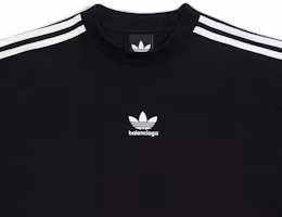 Sizing Balenciaga x Adidas Originals 印刷條紋寬鬆版T恤 黑色 男款 723122TNVA68482