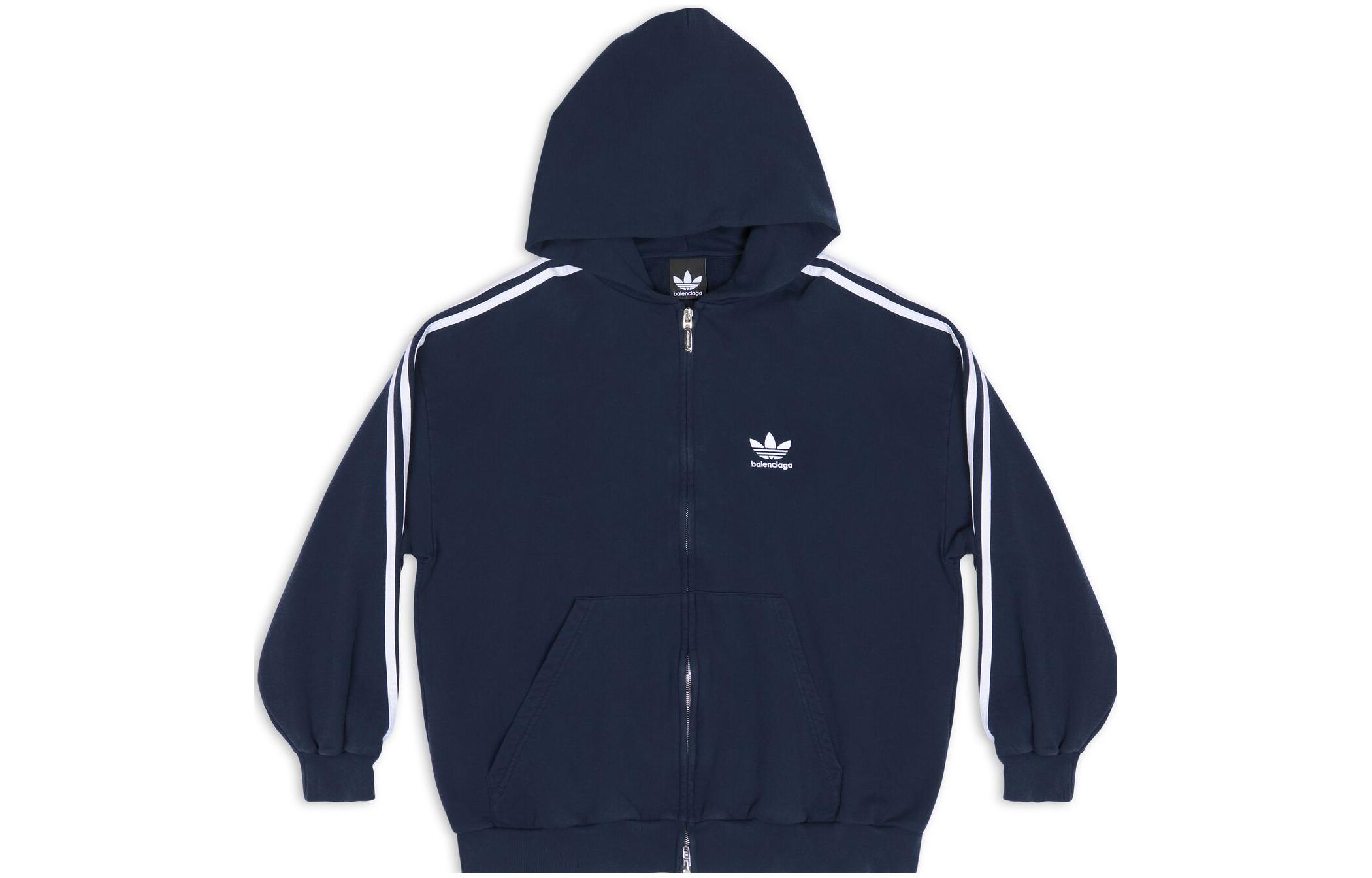 Balenciaga Adidas Originals Logo Print Zip Jacket Navy Unisex Regular Fit 723754TNVN24648