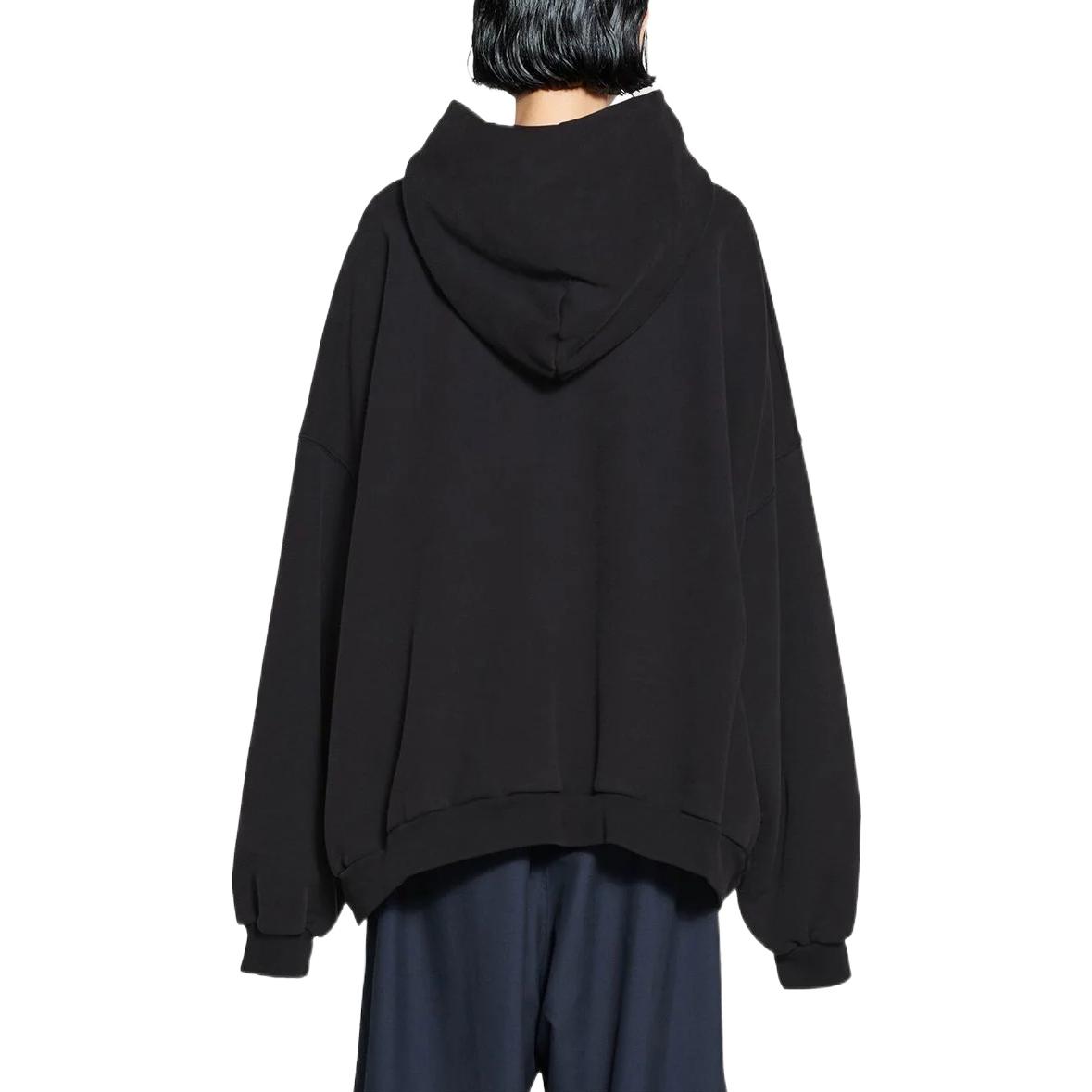 Purchase 발렌시아가 x 아디다스 오리지널스 SS23 로고 프린트 후디 유니섹스 오버사이즈 블랙. 712396TNVA91070