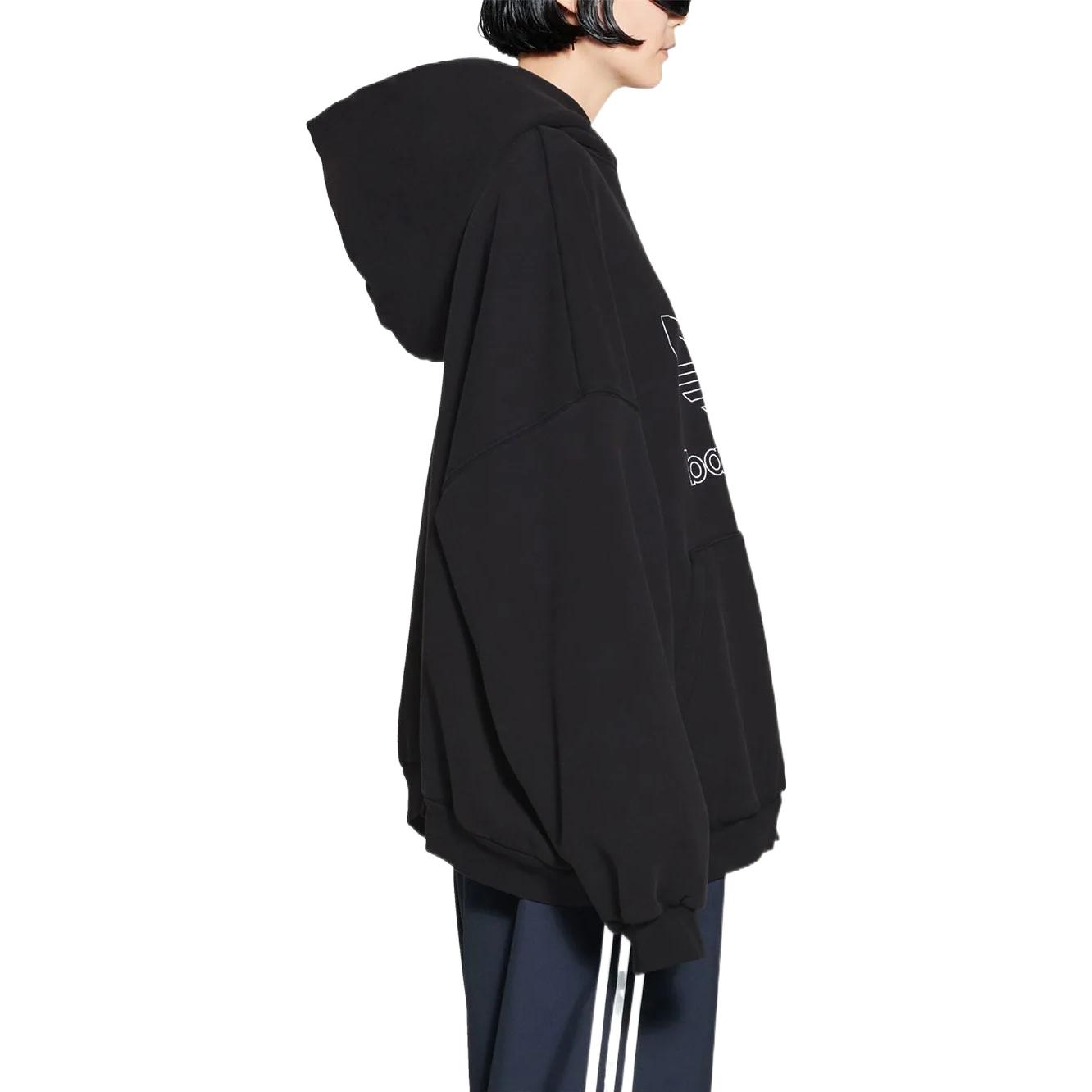 Details for 발렌시아가 x 아디다스 오리지널스 SS23 로고 프린트 후디 유니섹스 오버사이즈 블랙. 712396TNVA91070