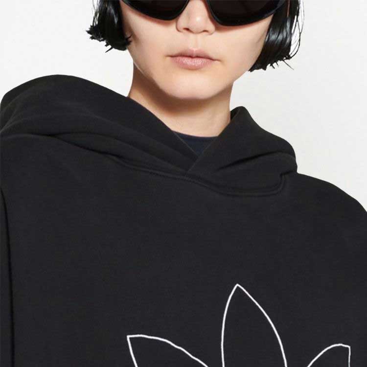 Cheap 발렌시아가 x 아디다스 오리지널스 SS23 로고 프린트 후디 유니섹스 오버사이즈 블랙. 712396TNVA91070