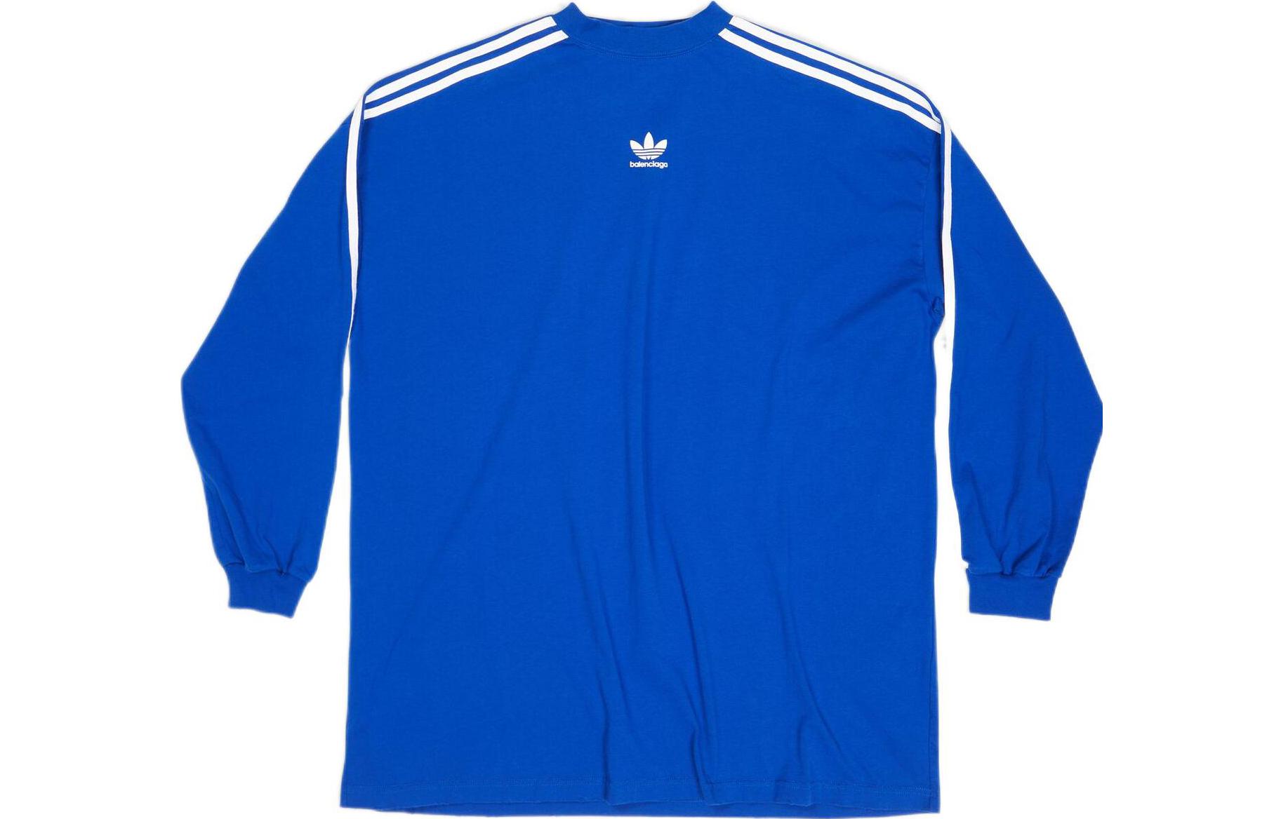 Balenciaga Adidas Originals Unisex Logo Print Striped Crewneck Long Sleeve Tee Blue 728789TNVA65531 圖 2