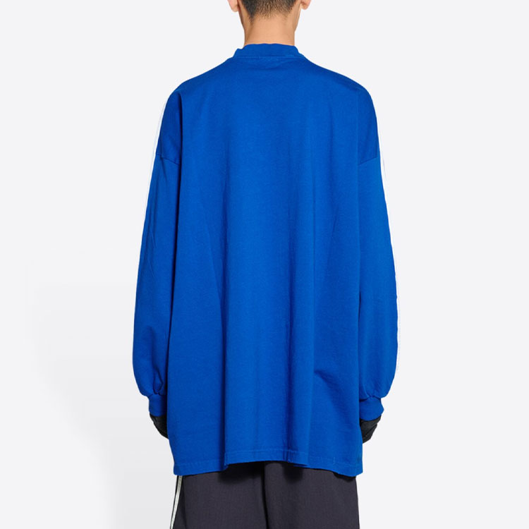 Balenciaga Adidas Originals Unisex Logo Print Striped Crewneck Long Sleeve Tee Blue 728789TNVA65531 圖 5
