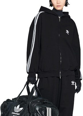 Balenciaga x adidas SS23 黑色側條紋LOGO拉鍊連帽外套 寬鬆版型 男女適穿 723754TNVN28482 Purchase Balenciaga x adidas SS23 黑色側條紋LOGO拉鍊連帽外套 寬鬆版型 男女適穿 723754TNVN28482