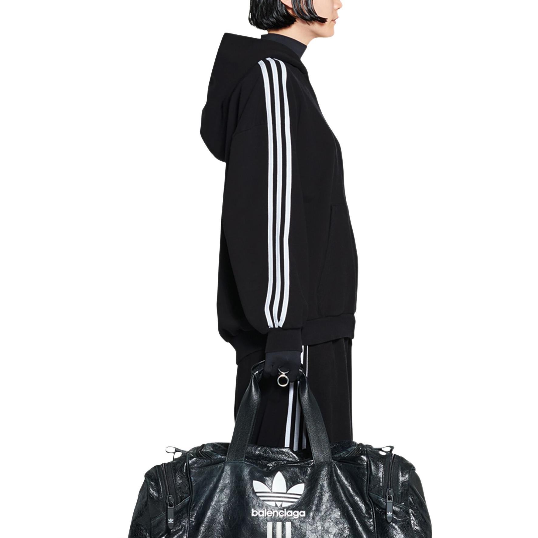 Sizing Balenciaga x adidas SS23 黑色側條紋LOGO拉鍊連帽外套 寬鬆版型 男女適穿 723754TNVN28482