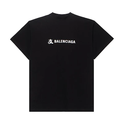 Balenciaga Alipay SS25 Logo Print Black Oversized Unisex T-Shirt. 787349TRVY91000