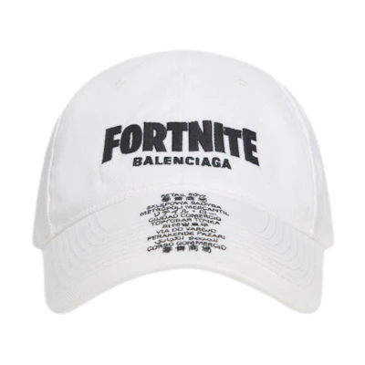 Balenciaga Fortnite Epic Games White & Black Twill Baseball Cap. 683902410B29060