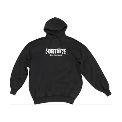 Balenciaga FORTNITE FW21 Logo Print Hoodie Unisex Black 578135TLVO41070