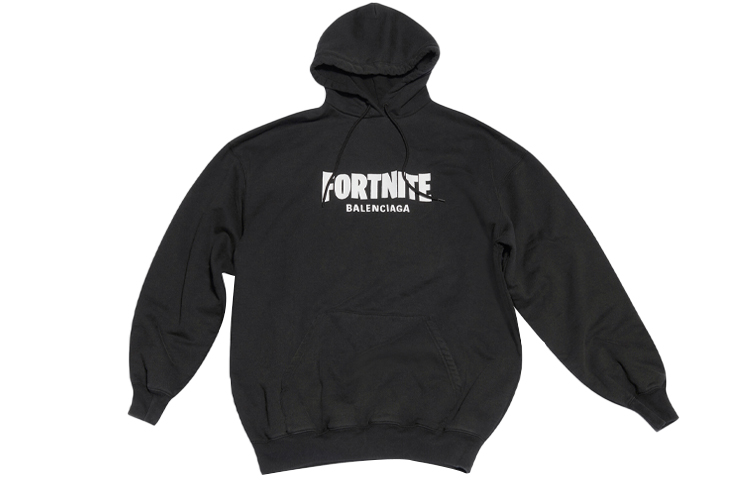 Balenciaga FORTNITE FW21 Oversized Logo Hoodie Black Edition 600583TLVO41070