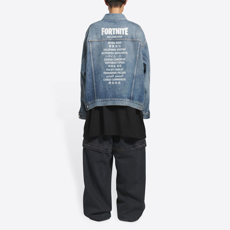 Balenciaga Fortnite FW21 Washed Denim Jacket Blue Regular Fit Long Sleeve 684001TJW730420 圖 4