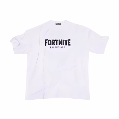 Balenciaga Fortnite Logo Print Oversized White T-Shirt Men 612966TLVO39040
