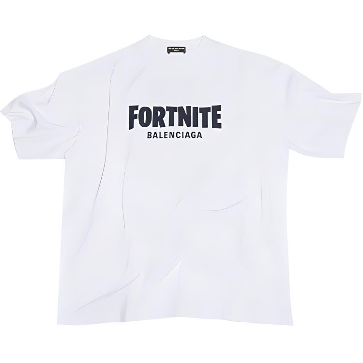 Balenciaga Fortnite Logo Print Oversized White T-Shirt Men 612966TLVO39040 圖 2