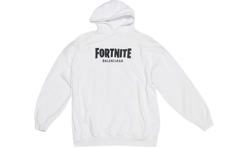 Balenciaga Fortnite White Logo Print Hoodie Casual Long Sleeve 578135TLVO49040