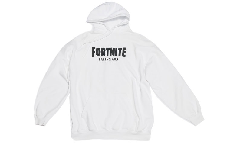 Balenciaga Fortnite White Logo Print Hoodie Oversized Fit 600583TLVO49040