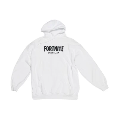 Balenciaga Fortnite White Logo Print Hoodie Oversized Fit 600583TLVO49040