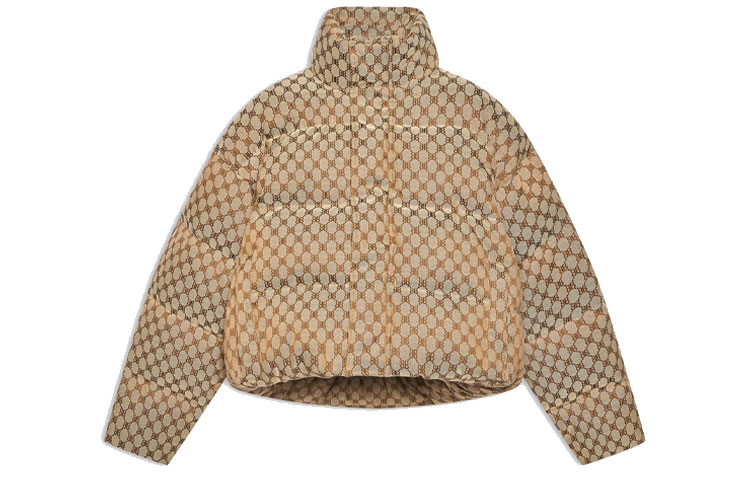 Balenciaga x Gucci Hacker Series BB Monogram Puffer Jacket Unisex Beige Winter Coat 681883TLO539585