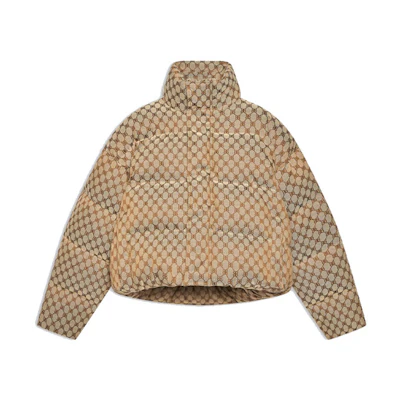 Balenciaga Gucci Hacker Series BB Monogram Puffer Jacket Unisex Beige Winter Coat 681883TLO539585