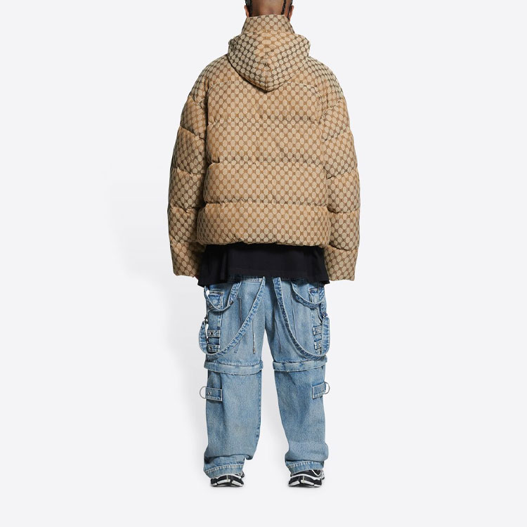 Details for Balenciaga x Gucci Hacker Series BB Monogram Jaket Puff Unisex Beige Mantel Musim Dingin 681883TLO539585