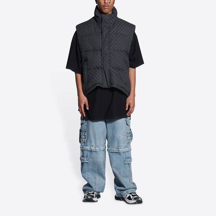 Shop Balenciaga x Gucci Monogram Jaket Rompi Tebal Hoodie Unisex Hitam. 681884TLO531269