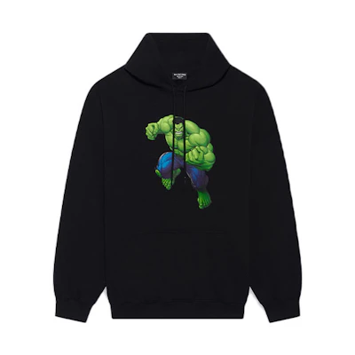 Balenciaga Hulk Graphic Print Black Hoodie Oversized Fit. 600583TLV581000
