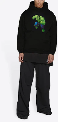 Balenciaga x Hulk 黑色寬鬆版印花連帽上衣 600583TLV581000 Shop Balenciaga x Hulk 黑色寬鬆版印花連帽上衣 600583TLV581000