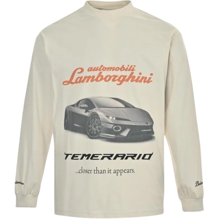 Balenciaga x Lamborghini Car Print Oversized Long Sleeve T-Shirt Dirty White Unisex 835839TSVP99012
