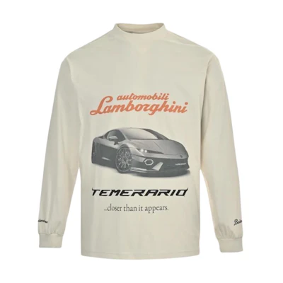 Balenciaga Lamborghini Car Print Oversized Long Sleeve T-Shirt Dirty White Unisex 835839TSVP99012