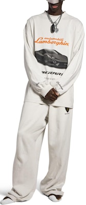 バレンシアガ x ランボルギーニ カープリント オーバーサイズ 長袖Tシャツ 白 男女兼用 835839TSVP99012 Shop バレンシアガ x ランボルギーニ カープリント オーバーサイズ 長袖Tシャツ 白 男女兼用 835839TSVP99012