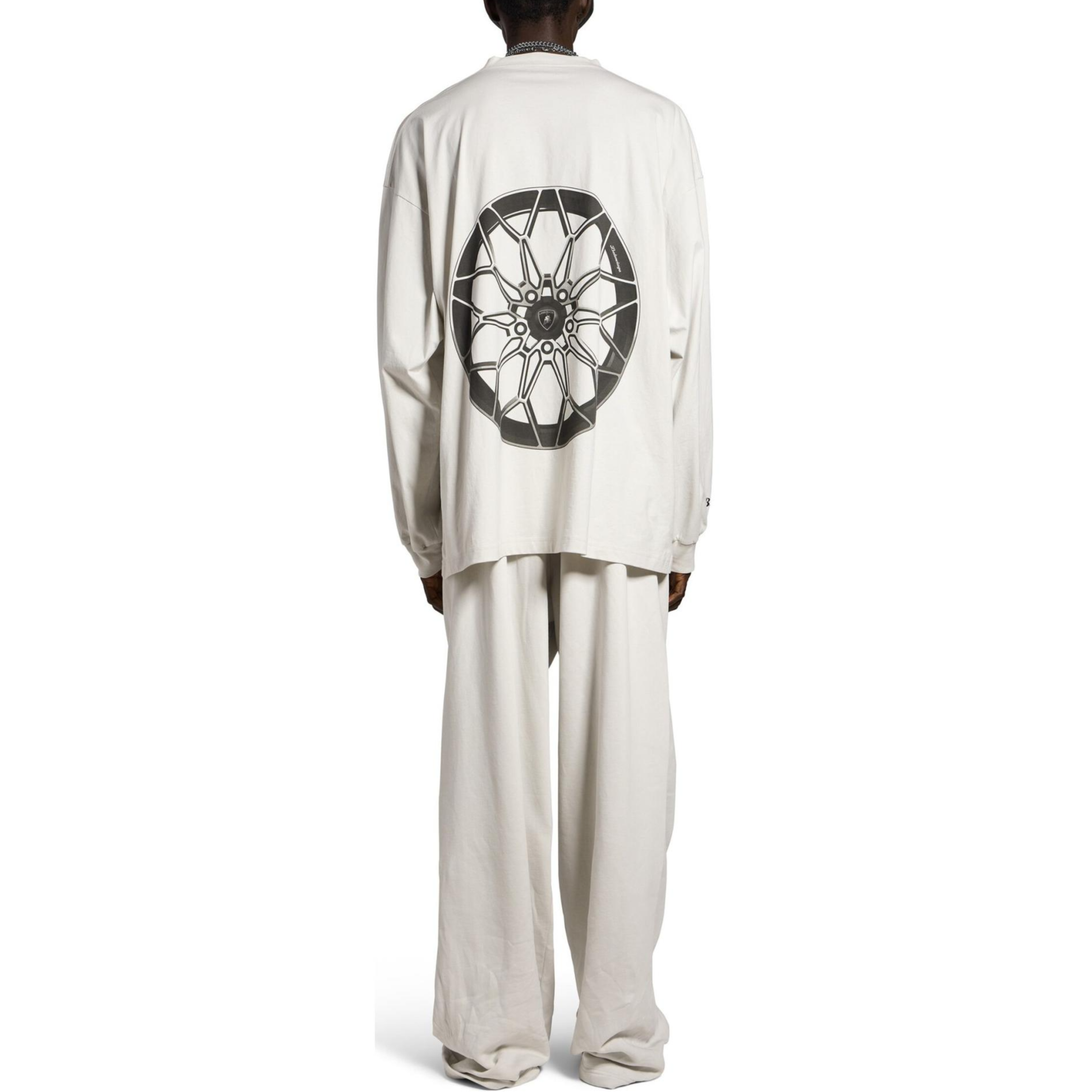 Purchase バレンシアガ x ランボルギーニ カープリント オーバーサイズ 長袖Tシャツ 白 男女兼用 835839TSVP99012