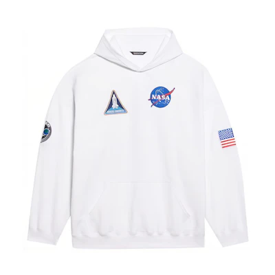 Balenciaga NASA FW21 White Logo Patch Oversized Hoodie Mens. 651799TKVD89040