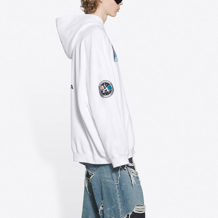 Balenciaga NASA FW21 White Logo Patch Oversized Hoodie Mens. 651799TKVD89040 圖 7