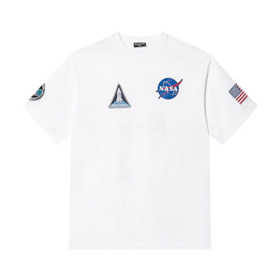 Balenciaga NASA Logo Print White Crewneck T-Shirt Regular Fit 651795TKVD79040