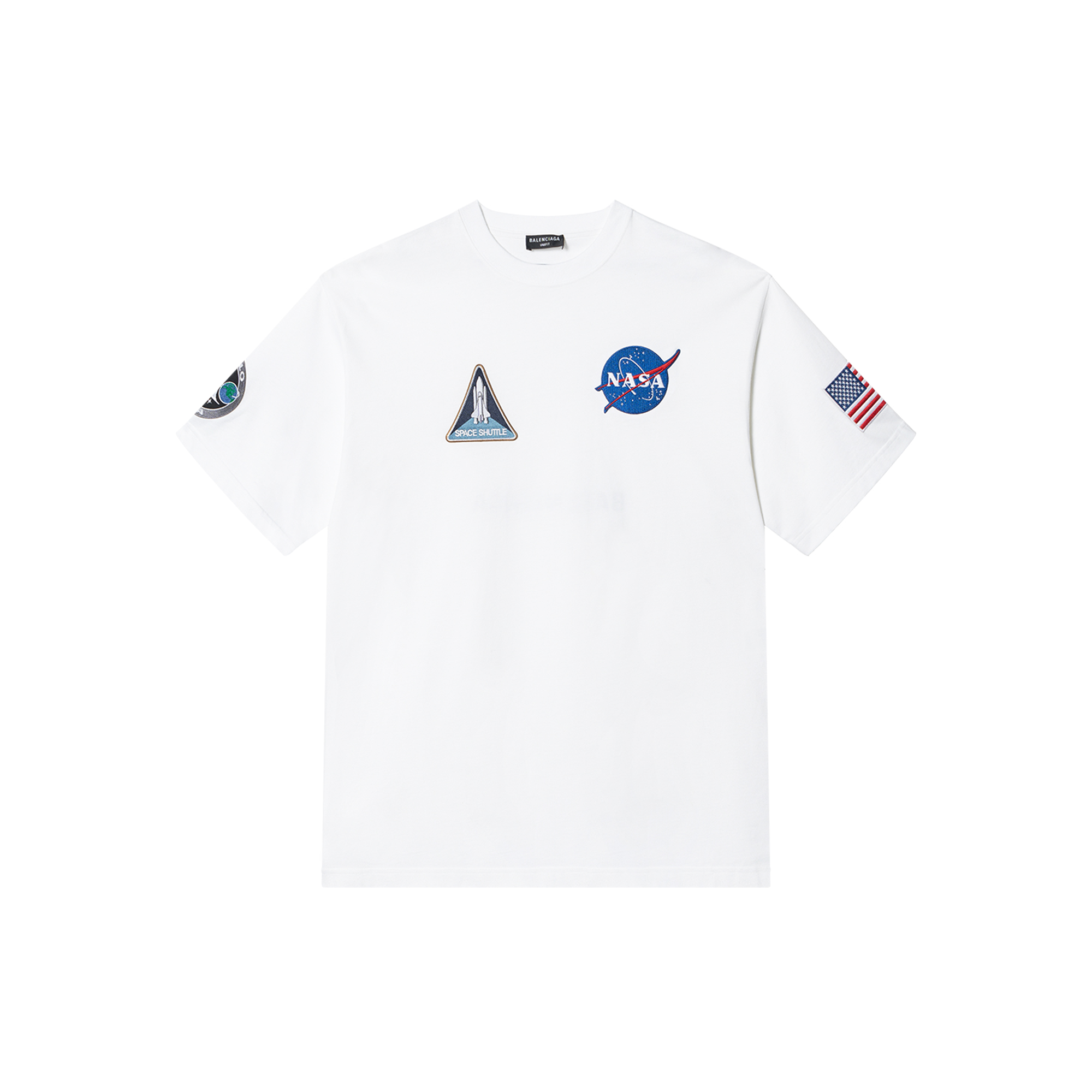 Order Balenciaga x NASA Logo Cetakan Baju T Putih Regular Fit. 651795TKVD79040