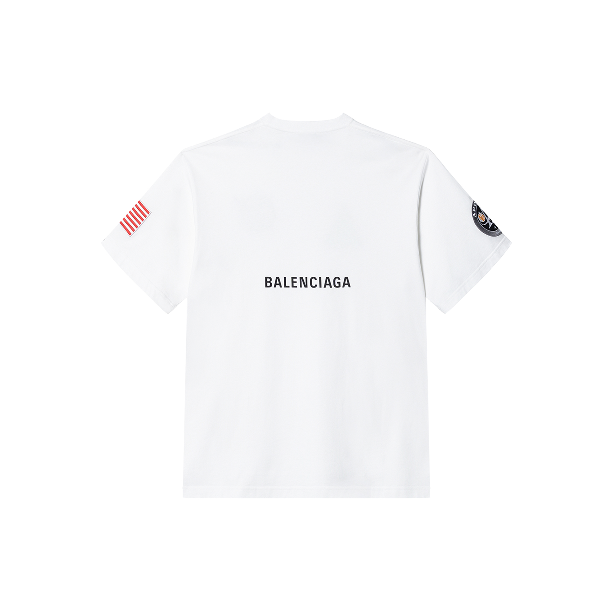 Lookbook Balenciaga x NASA Logo Cetakan Baju T Putih Regular Fit. 651795TKVD79040