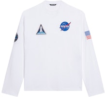 バレンシアガ×NASA 宇宙船プリント ホワイト 長袖クルーネックTシャツ メンズ 662496TKVD79040 Order バレンシアガ×NASA 宇宙船プリント ホワイト 長袖クルーネックTシャツ メンズ 662496TKVD79040