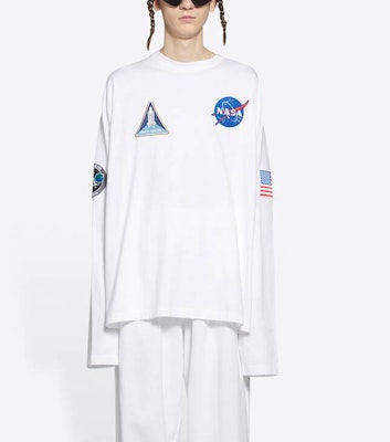 Balenciaga x NASA 宇宙飛船圖案白色長袖圓領T恤 男款 662496TKVD79040 Purchase Balenciaga x NASA 宇宙飛船圖案白色長袖圓領T恤 男款 662496TKVD79040