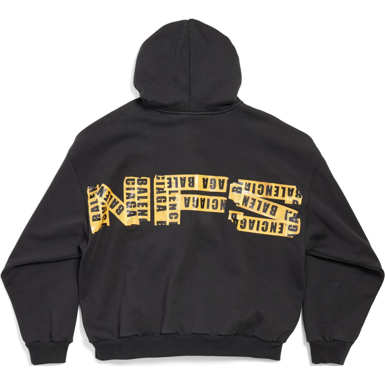 Lookbook 巴黎世家 x 极速快感 FW24 标志拉链连帽衫 男女同款 黑色 770939TQV721083